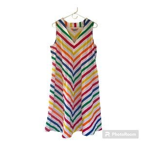 VTG Rainbow Striped V-neck Dress